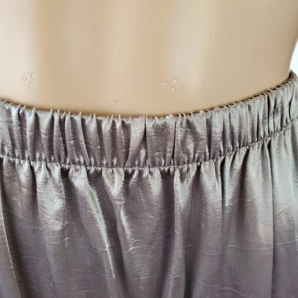 VTG Wayne Diamond 2 Pc Skirt Set Women's 22 Gray Tank Blouse Satin Dragonfly Pin - Picture 11 of 12